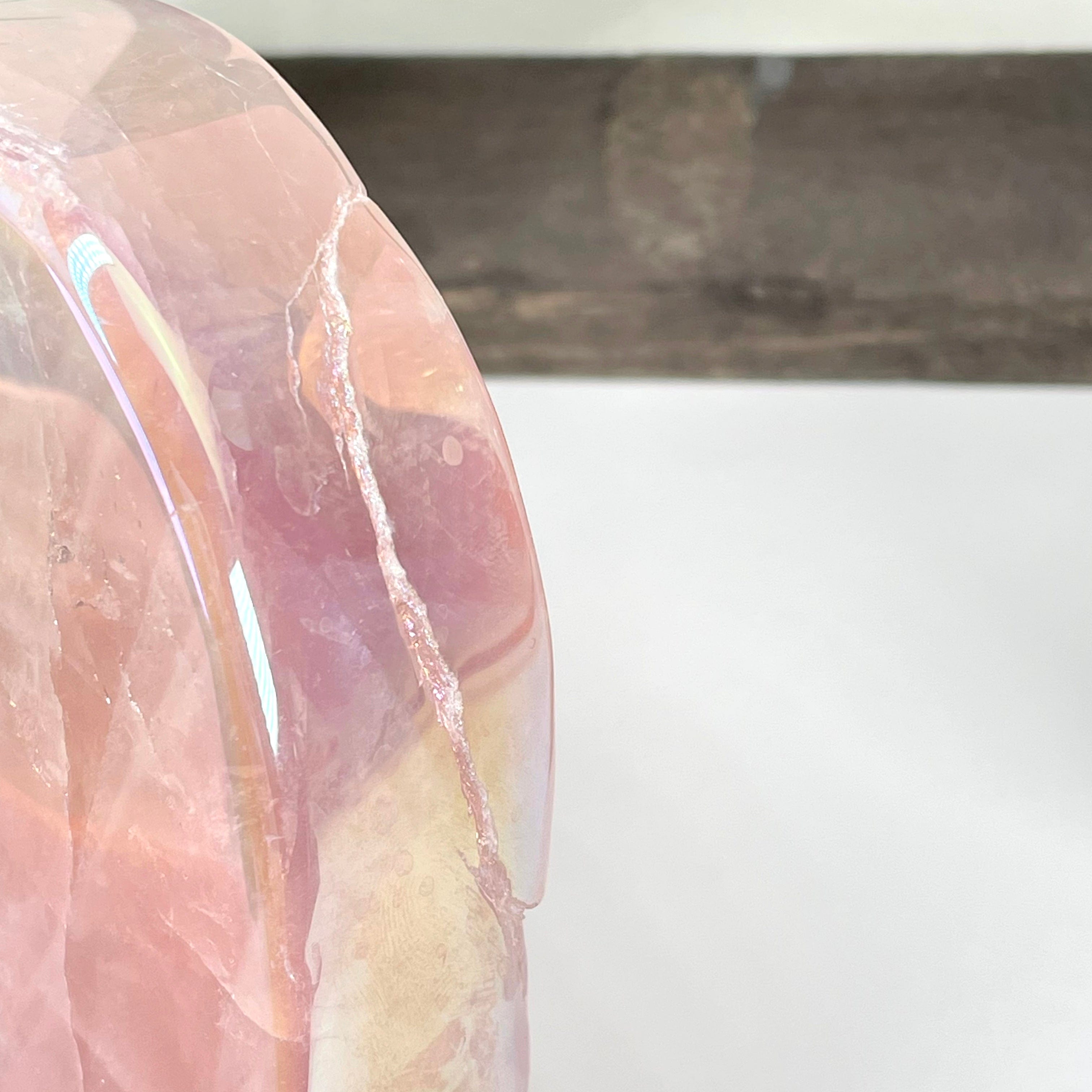 Angel Aura Rose Quartz Heart Bowl - OOAK