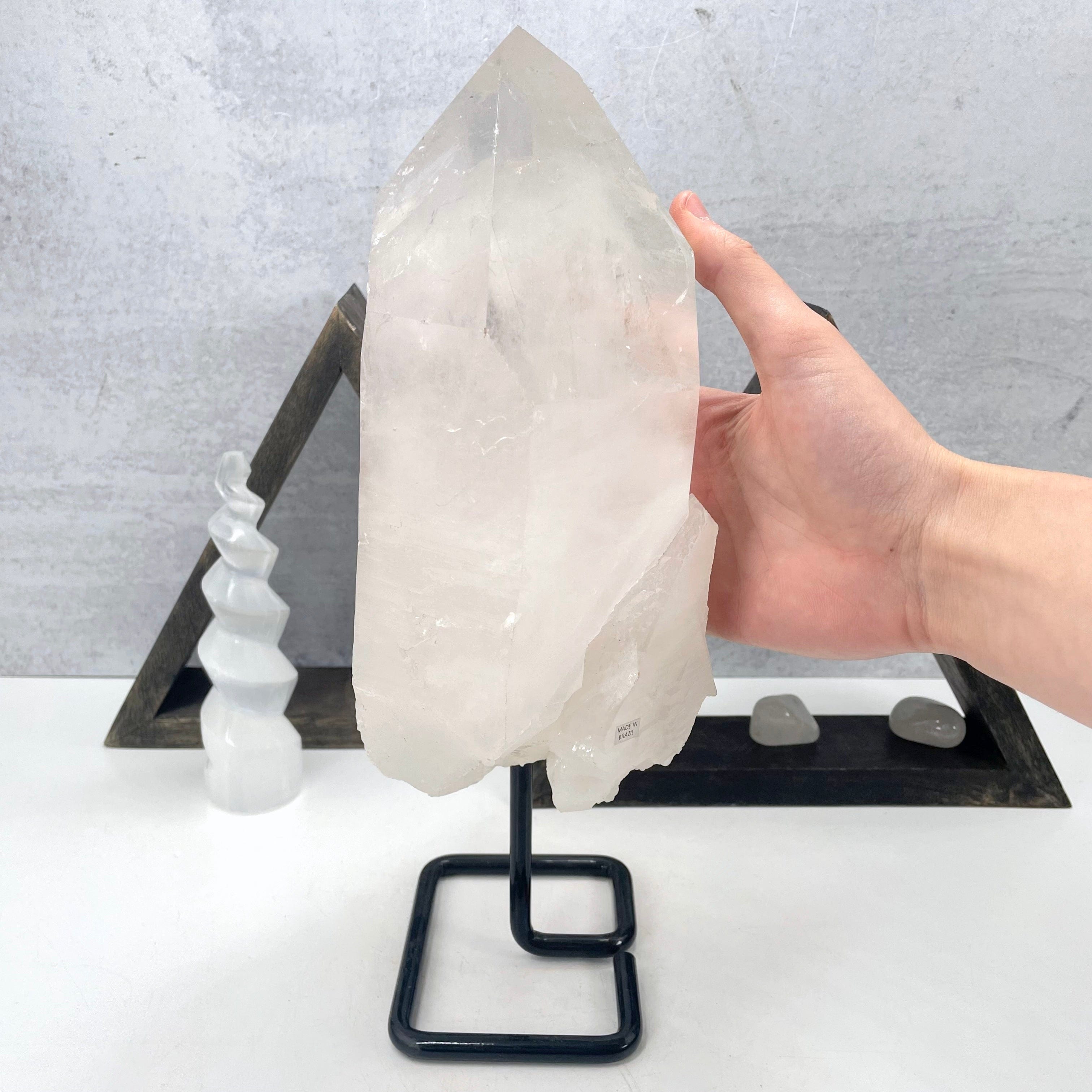 Crystal Quartz High Grade on a Metal Stand