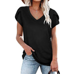 Solid V-Neck Short Sleeve T-Shirt