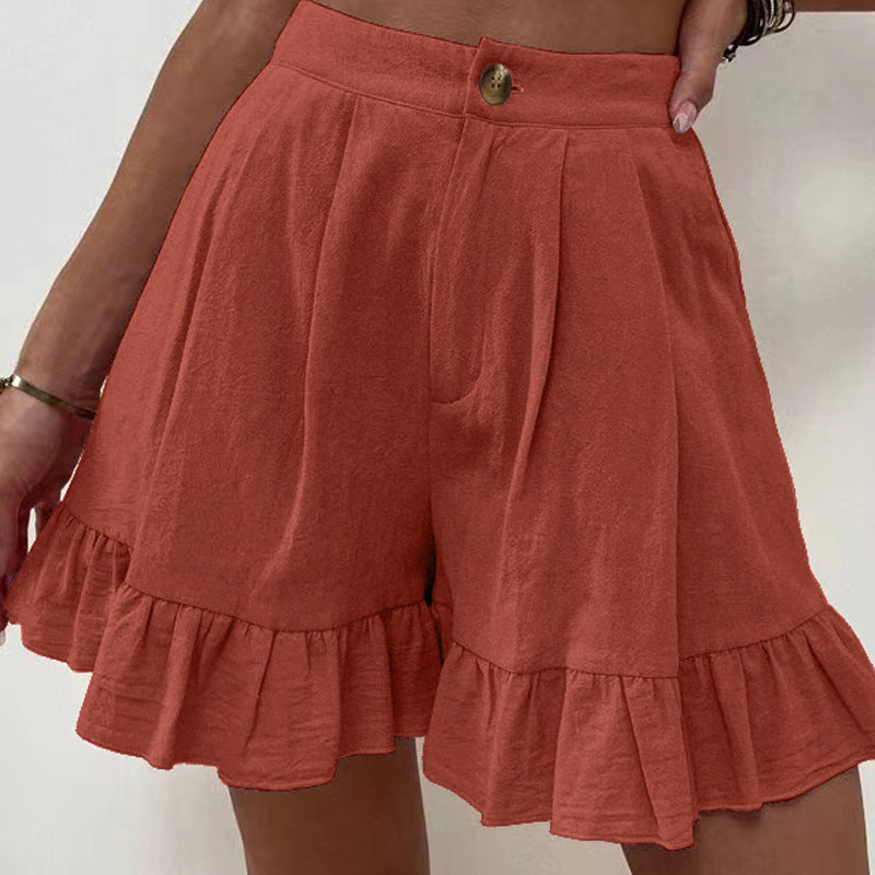 Women's High Waist Ruffle Shorts