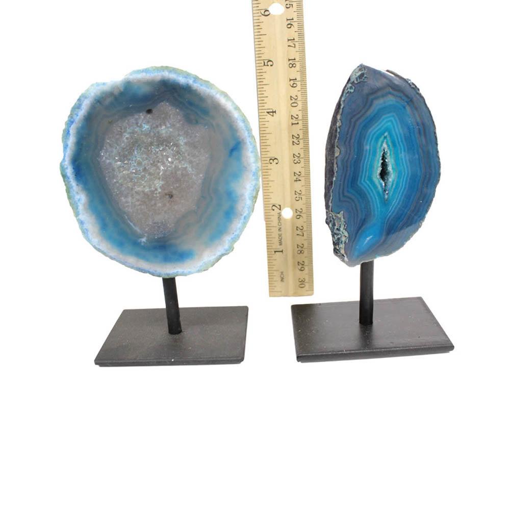 Agate Geode Metal Base Small Druzy Rock Formation - Home Decor - Gift - Spirituality (RK3)