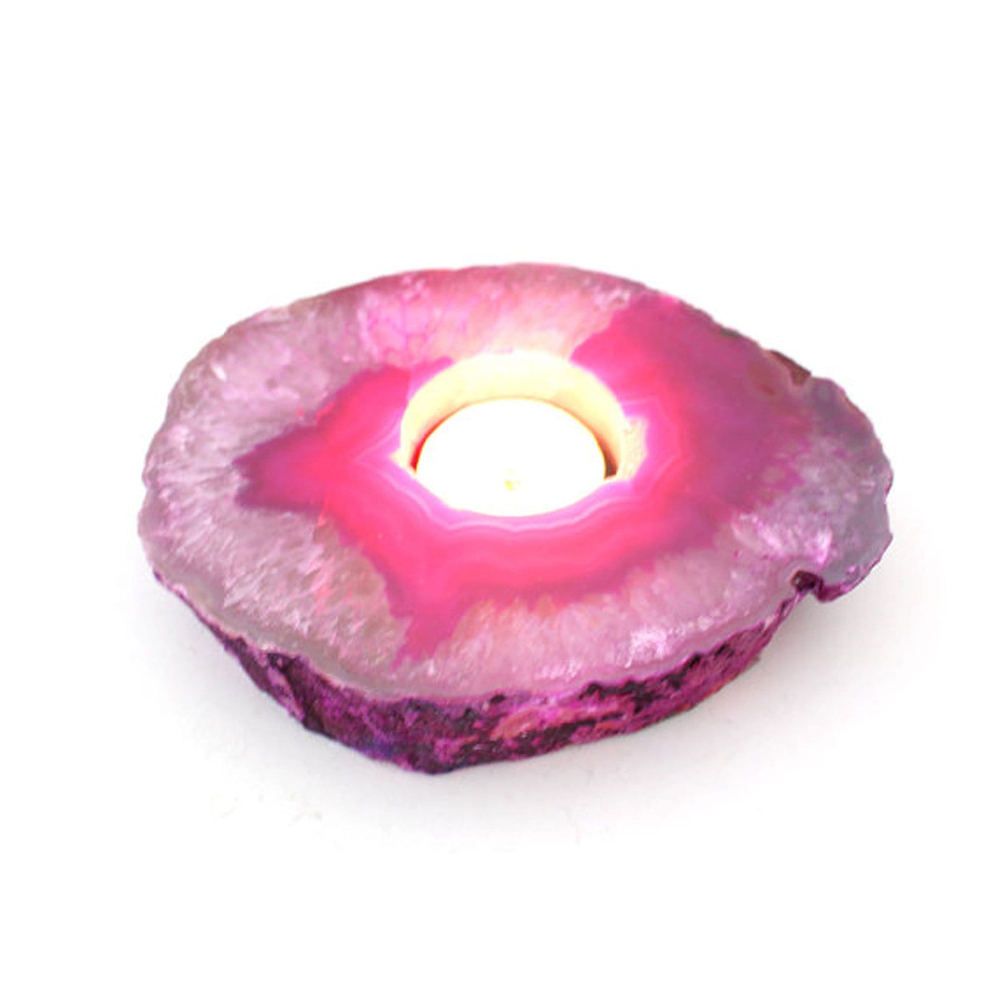 Agate Slab Candle Holder - Pink (RK2-103)