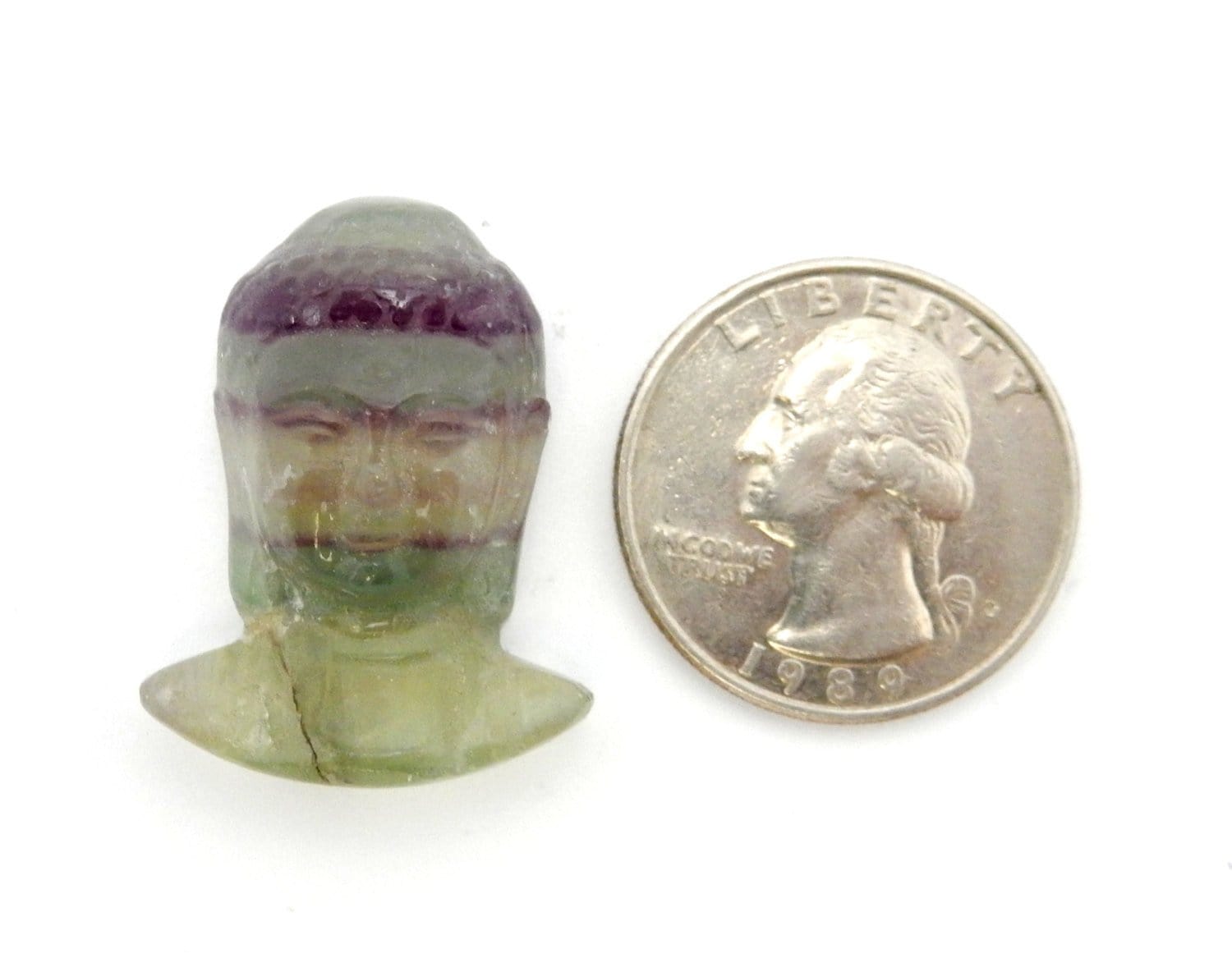 Fluorite Buddha Head Cabochon - Zen Namaste Yoga Style Jewelry Supplies