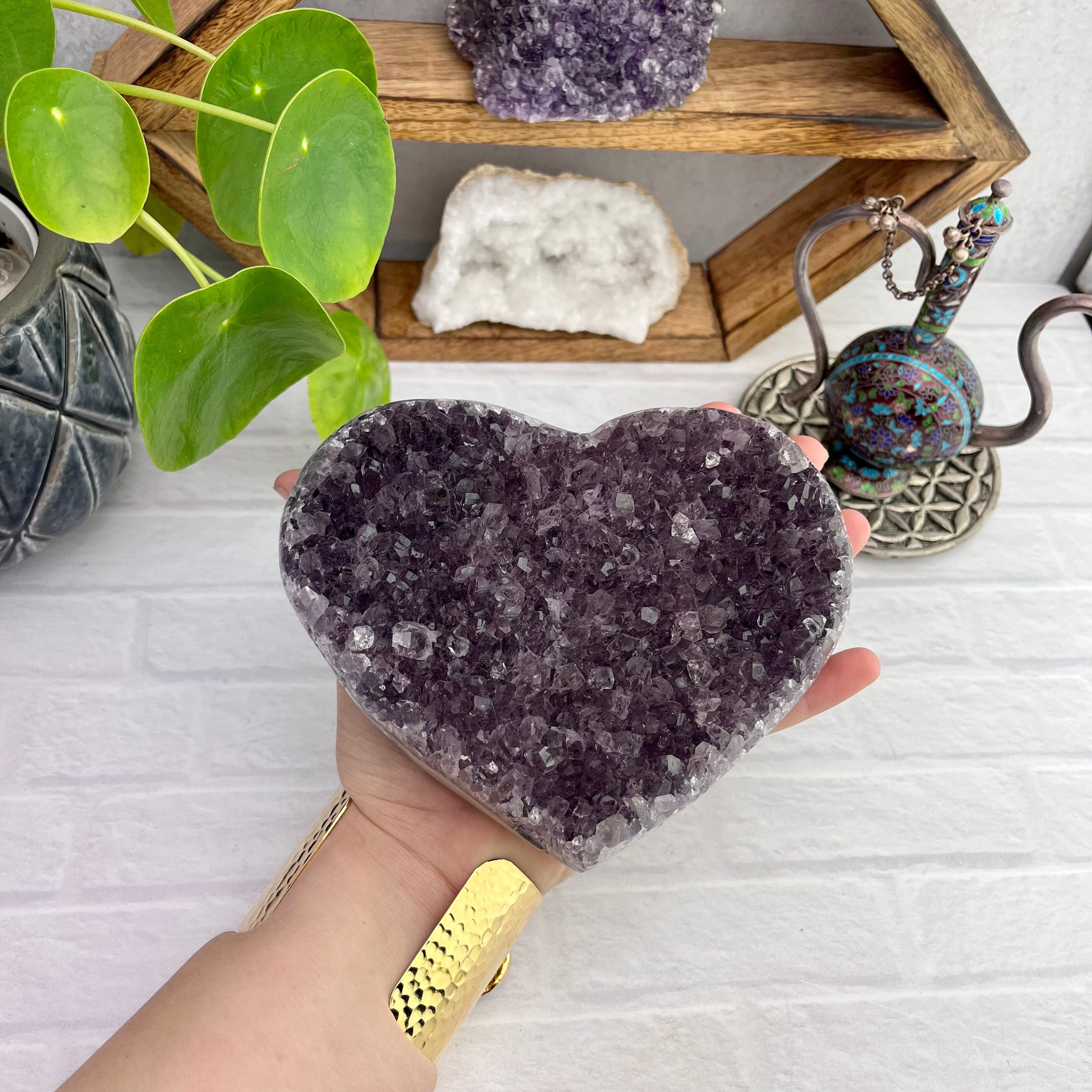 Purple Cluster Amethyst Druzy Heart