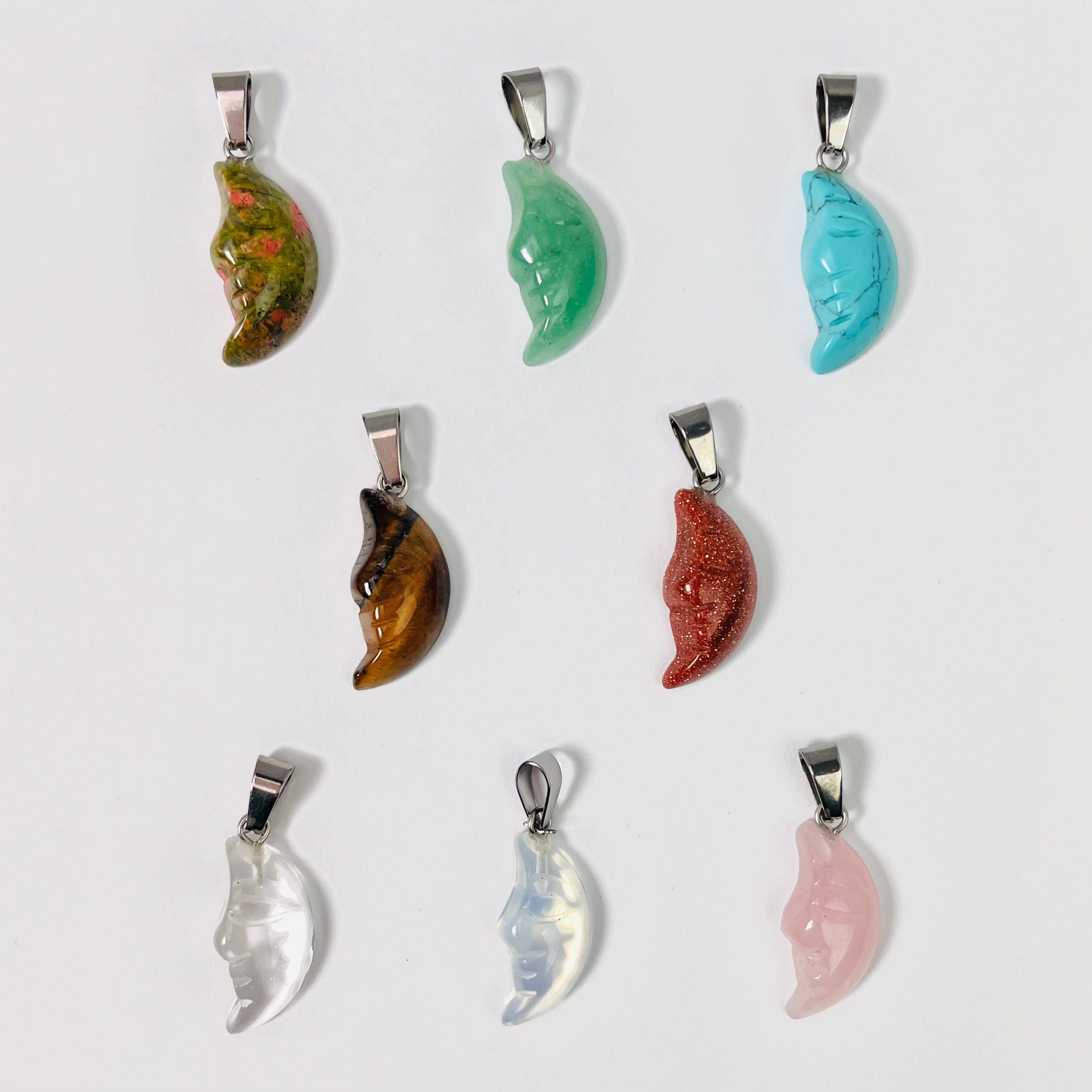 Crescent Moon Gemstone Pendant (RK34B18)