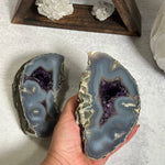 Agate and Amethyst Geode Pair