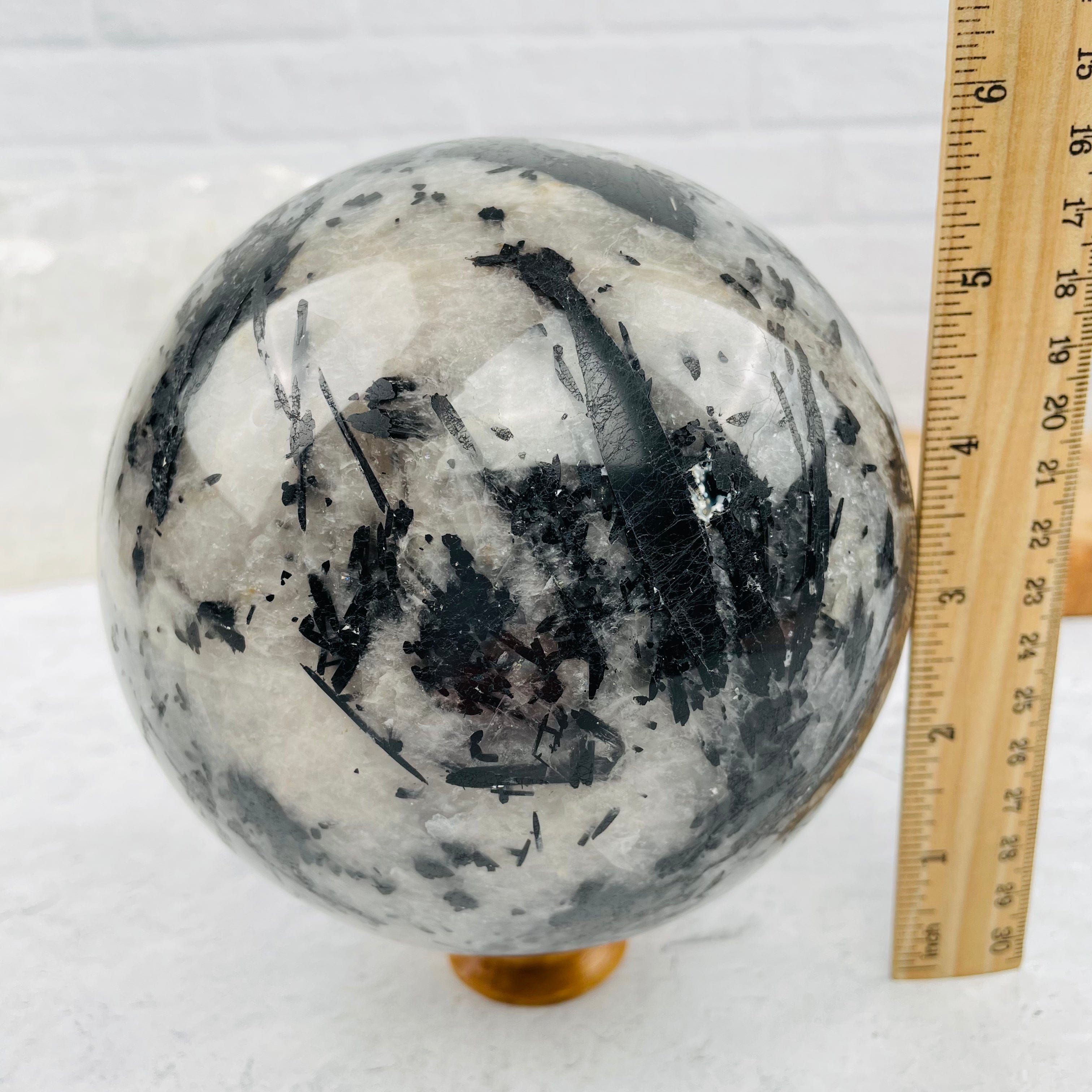 Black Tourmilated Quartz Sphere - Massive - OOAK